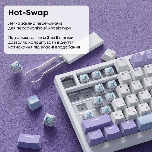 Дротова механічна клавіатура Ajazz AK820 Sea Salt Switch White (AK820-SS-PWB) - изображение 11