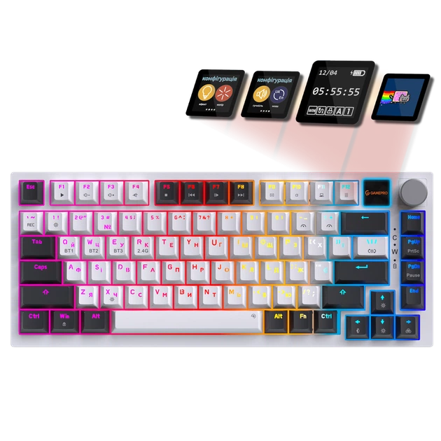 Бездротова механічна клавіатура GamePro MK160D Pro QLAB Sakura Switch White - Фото 1 Бездротова механічна клавіатура GamePro MK160D Pro QLAB Sakura Switch White - зображення 1