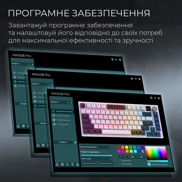 Бездротова механічна клавіатура GamePro MK160D Pro QLAB Sakura Switch White - Фото 13 Бездротова механічна клавіатура GamePro MK160D Pro QLAB Sakura Switch White - зображення 13