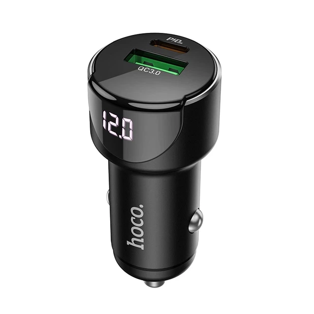 Автомобільний зарядний пристрій HOCO Z42 Light road dual port digital display PD20W+QC3.0 car charger Black - Фото 1 Автомобільний зарядний пристрій HOCO Z42 Light road dual port digital display PD20W+QC3.0 car charger Black - изображение 1