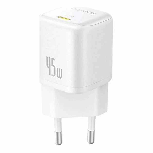 Мережевий зарядний пристрій Baseus PicoGo GaN Fast Charger 1C 45W EU Moon White - Фото 1 Мережевий зарядний пристрій Baseus PicoGo GaN Fast Charger 1C 45W EU Moon White - зображення 1
