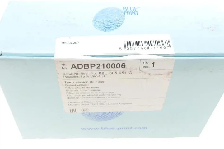 Фільтр АКПП Audi A3/TT/Skoda Octavia/Roomster/SuperB/VW Caddy/Golf/Passat 1.2-3.6 03- BLUE PRINT ADBP210006 - изображение 6