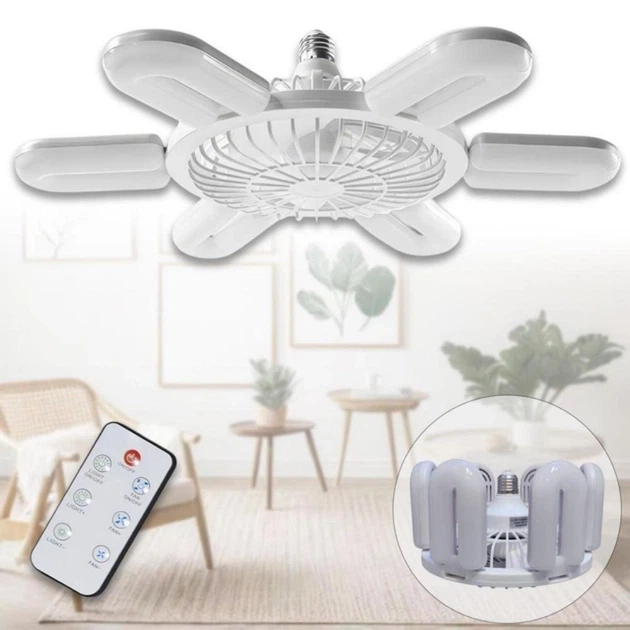 LED лампа с вентилятором AY1033 60W E28 складная потолочная с охлаждением пластиковая белая - изображение 5
