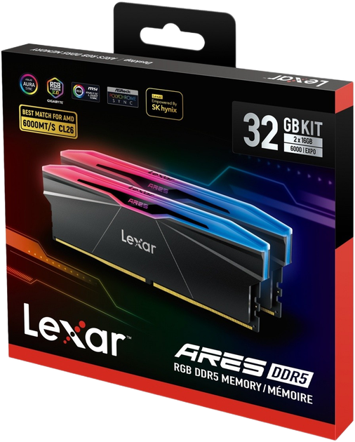 Оперативна пам'ять Lexar Ares RGB DIMM DDR5-6000 32768MB (Kit of 2x16384MB) PC5-48000 (LD5U16G60C26BR-RGD) - зображення 9