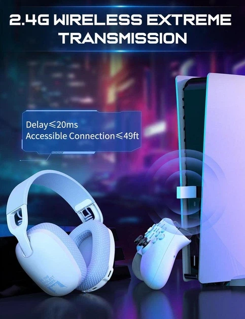 Бездротові ігрові навушники Onikuma B2 Bluetooth гарнітура для геймерів з мікрофоном White Blue (19115) - зображення 7