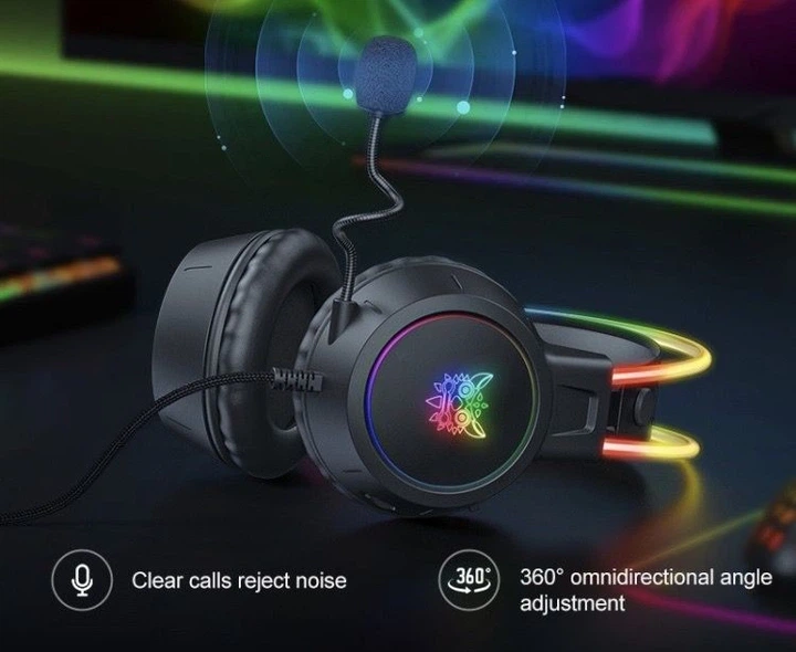 Игровые наушники проводные Onikuma X15 PRO геймерская гарнитура с микрофоном и RGB подсветкой Black (19113) - изображение 4