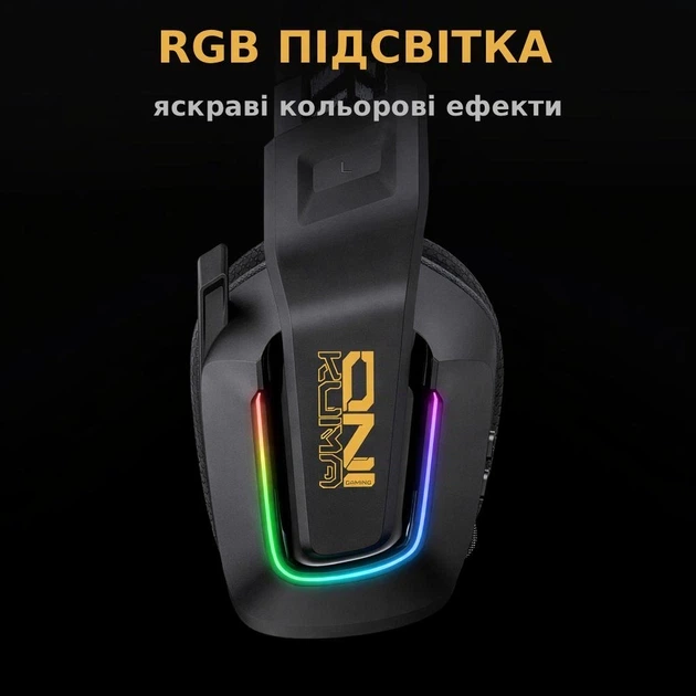 Бездротові ігрові навушники Onikuma GT828 геймерська Bluetooth гарнітура з мікрофоном та RGB Black (19119) - зображення 9