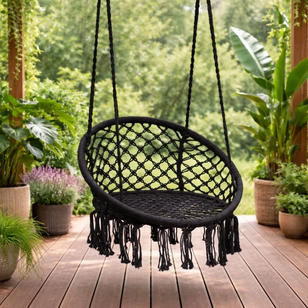 Підвісне крісло ModernHome by Multistore Boho Чорне (ESO-SW092-1) - зображення 4