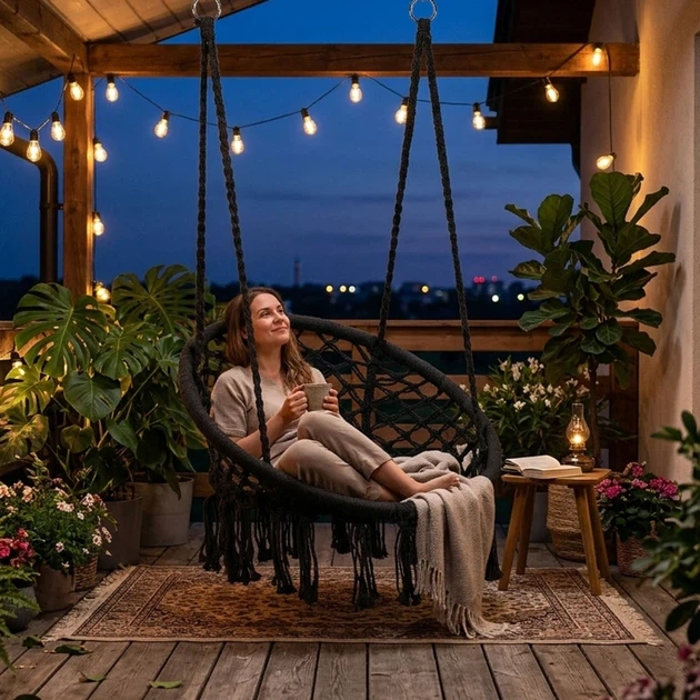 Підвісне крісло ModernHome by Multistore Boho Чорне (ESO-SW092-1) - зображення 5