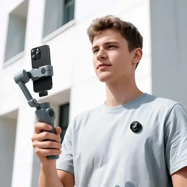 Беспроводной петличный микрофон HOCO L21 Charm всенаправленный с шумоподавлением черный 12.6 г 30×30×21 мм - Фото 3 Беспроводной петличный микрофон HOCO L21 Charm всенаправленный с шумоподавлением черный 12.6 г 30×30×21 мм - изображение 3