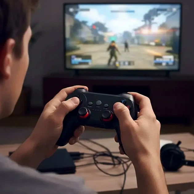 Бездротовий ігровий джойстик 2,4ГГц USB для ПК та PS3 чорний анатомічна форма ABS-пластик розмір 160х110х65 мм - Фото 6 Бездротовий ігровий джойстик 2,4ГГц USB для ПК та PS3 чорний анатомічна форма ABS-пластик розмір 160х110х65 мм - зображення 6