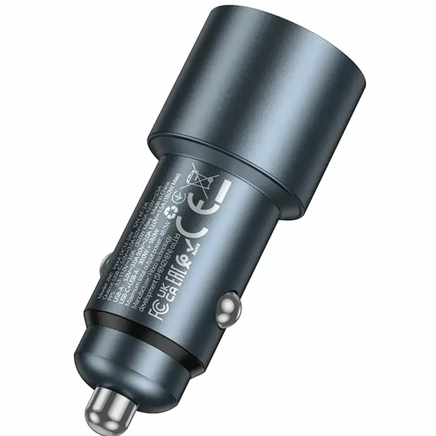 Автомобільний зарядний пристрій 48W з USB та Type-C LED індикатор чорний HOCO Z60 - Фото 5 Автомобільний зарядний пристрій 48W з USB та Type-C LED індикатор чорний HOCO Z60 - зображення 5