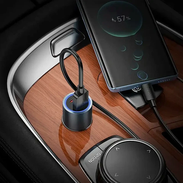 Автомобільний зарядний пристрій 48W з USB та Type-C LED індикатор чорний HOCO Z60 - Фото 6 Автомобільний зарядний пристрій 48W з USB та Type-C LED індикатор чорний HOCO Z60 - зображення 6