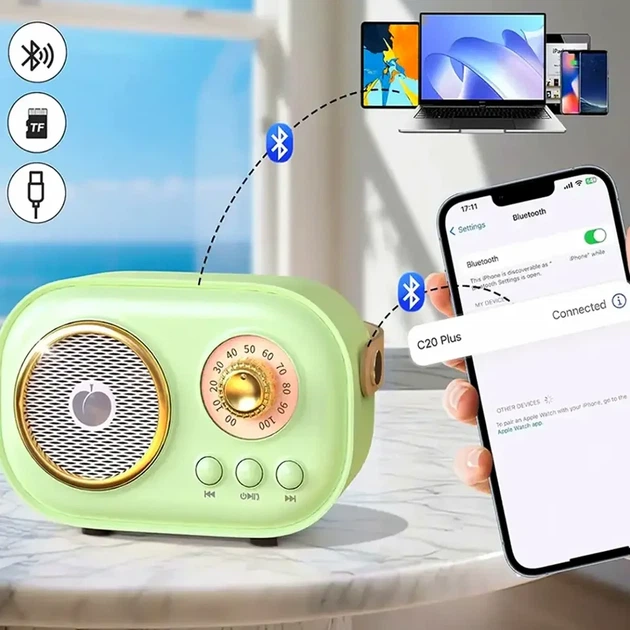 Детское караоке колонка с 2 микрофонами 3 Вт Bluetooth USB розовая для вечеринок и концертов - изображение 5