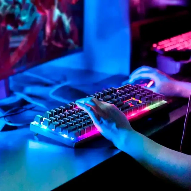 Набір провідна клавіатура 104 клавіші та оптична миша RGB підсвічування USB GM18 Luminous для ПК та ноутбука - Фото 2 Набір провідна клавіатура 104 клавіші та оптична миша RGB підсвічування USB GM18 Luminous для ПК та ноутбука - зображення 2