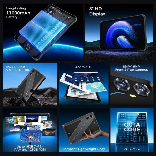 Планшет Oukitel RT3 Plus LTE 4/128GB Black-Blue - изображение 3