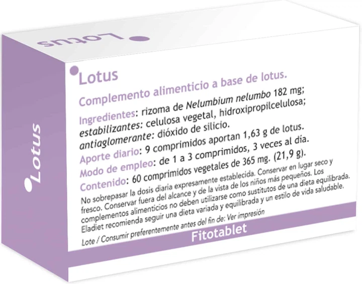 Дієтична добавка Eladiet Lotus Fitotablet 60 таблеток (8420101011019) - зображення 2