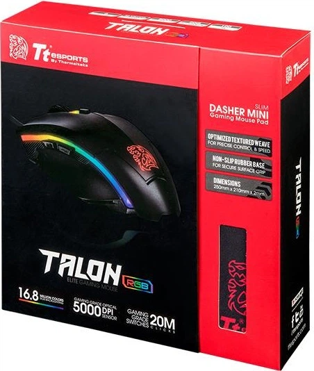 Миша Thermaltake Talon Elite RGB Gaming Gear Combo USB з ігровою поверхнею Black (MO-TER-WDOTBK-01) - зображення 2