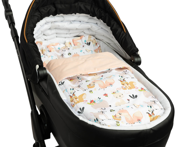 Komplet do wózka Sensillo Velvet poduszka + koc z falbanką brzoskwiniowy (5908310394480) - obraz 3