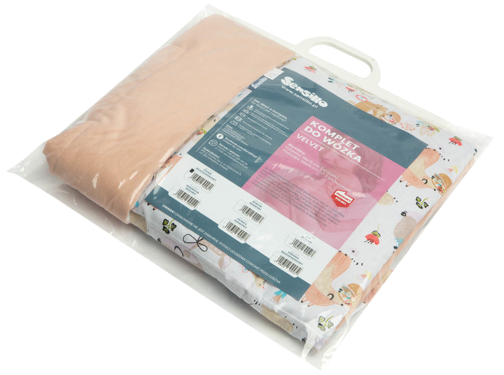 Komplet do wózka Sensillo Velvet poduszka + koc z falbanką brzoskwiniowy (5908310394480) - obraz 4