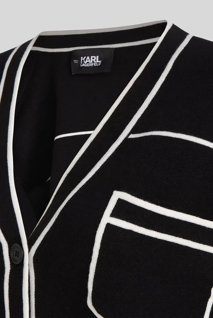Жіночий чорний кардиган SHORT LOGO CARDIGAN Karl Lagerfeld M 231W2011 - зображення 5