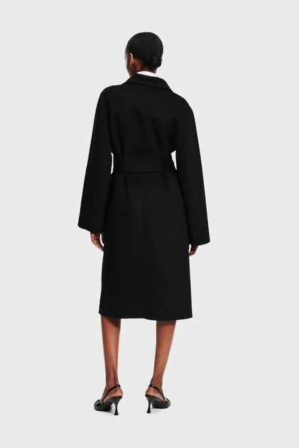 Жіноче чорне вовняне пальто Karl Lagerfeld 46 245W1501 - изображение 3