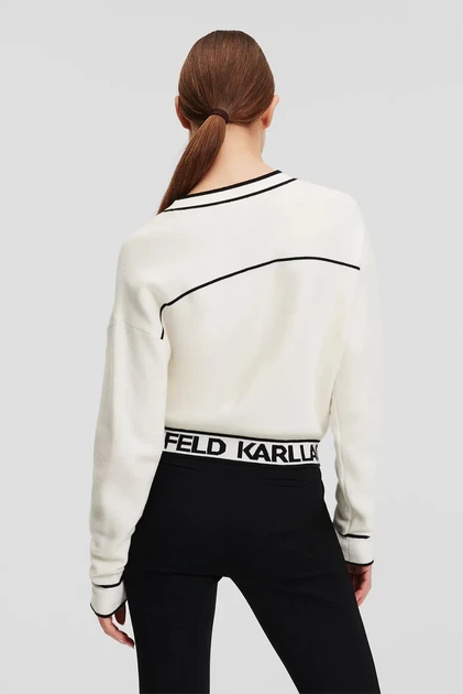 Жіночий білий кардиган SHORT LOGO CARDIGAN Karl Lagerfeld S 231W2011 - изображение 2