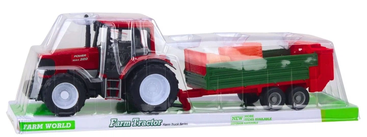 Zabawka LEAN Toys Traktor Rolniczy Farmerski Z Zieloną Przyczepą i Sianem 62 cm Czerwona (5905991058571) - obraz 4