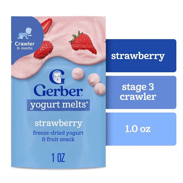 Дитячі йогуртові снеки Gerber Yogurt Melts Полуниця, сублімовані, з 8 місяців, 28 г - зображення 4