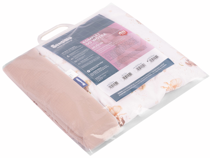 Komplet do wózka Sensillo Muslin poduszka + koc różowy (5903076323224) - obraz 2