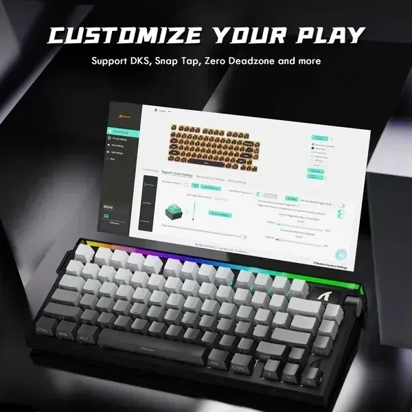 Магнитная клавиатура ATTACK SHARK R85 HE Grey Gradient, Hall Effect, Rapid Trigger, 8000 Гц опроса, RGB подсветки - Фото 4 Магнитная клавиатура ATTACK SHARK R85 HE Grey Gradient, Hall Effect, Rapid Trigger, 8000 Гц опроса, RGB подсветки - изображение 4