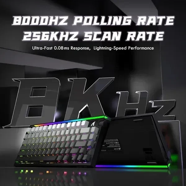 Магнитная клавиатура ATTACK SHARK R85 HE Grey Gradient, Hall Effect, Rapid Trigger, 8000 Гц опроса, RGB подсветки - Фото 6 Магнитная клавиатура ATTACK SHARK R85 HE Grey Gradient, Hall Effect, Rapid Trigger, 8000 Гц опроса, RGB подсветки - изображение 6