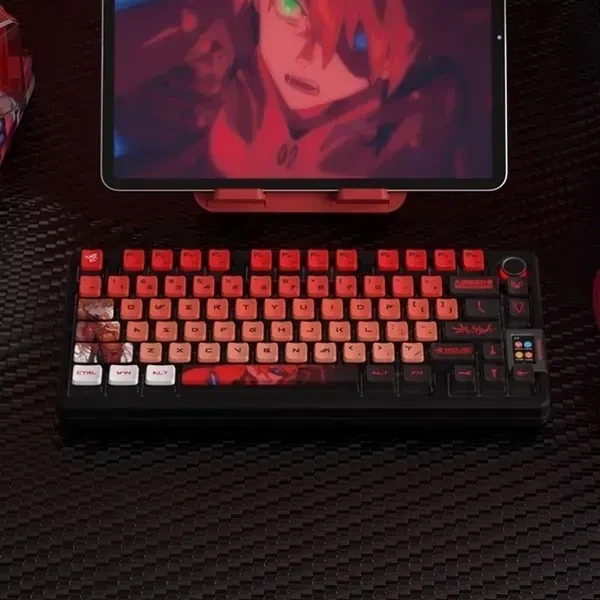Набор PBT кейкапов Evangelion Unit-02 Asuka Langley Edition для механических клавиатур, MX стем, 122 клавиш, OEM, Dye-sublimation - изображение 2