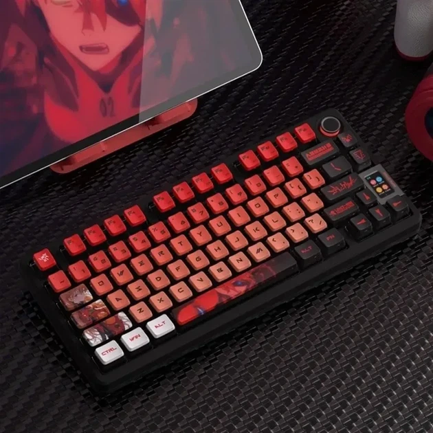 Набор PBT кейкапов Evangelion Unit-02 Asuka Langley Edition для механических клавиатур, MX стем, 122 клавиш, OEM, Dye-sublimation - изображение 5