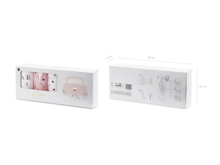 Весільні бляшанки PartyDeco Mr. Mrs. 14 x 7 см 5 шт. PWS4 (5904555045972) - зображення 3