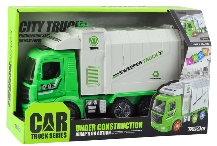 Сміттєвоз Lean Toys вантажівка зі світловими та звуковими ефектами 28828 Зелений (5905991088097) - зображення 4