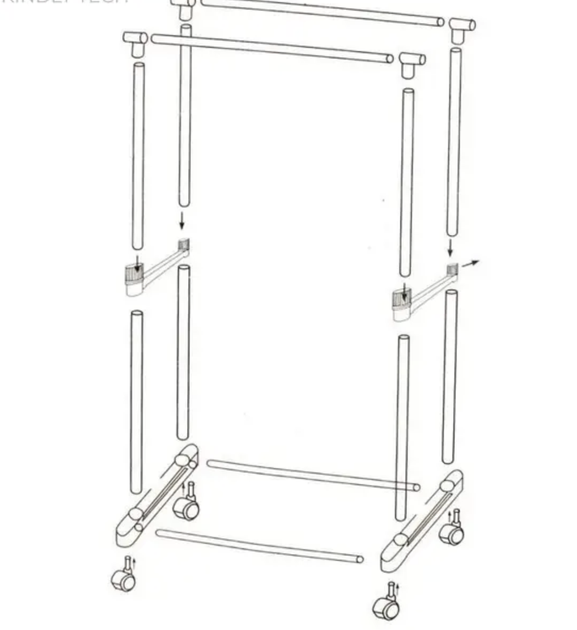Вешалка стойка для одежды телескоп. Double Pole DC-0025 (155/75/35см) - Фото 2 Вешалка стойка для одежды телескоп. Double Pole DC-0025 (155/75/35см) - изображение 2