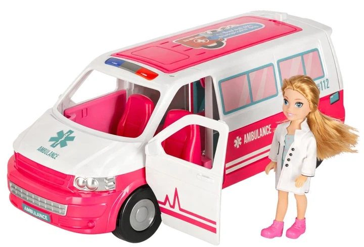 Zabawka LEAN Toys Mobilny Szpital — Karetka Ambulans 2w1 z Larką Doktor i Akcesoriami 27588 (5905991081241) - obraz 2
