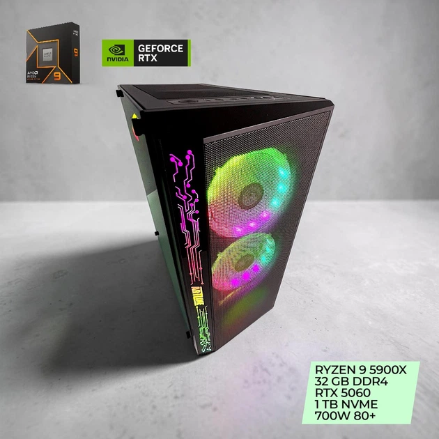 Игровой ПК AMD Ryzen 9 5900X / NVIDIA RTX 5060 / 32 GB DDR4 / 1 TB