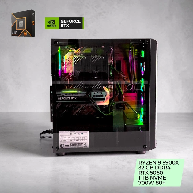 Игровой ПК AMD Ryzen 9 5900X / NVIDIA RTX 5060 / 32 GB DDR4 / 1 TB