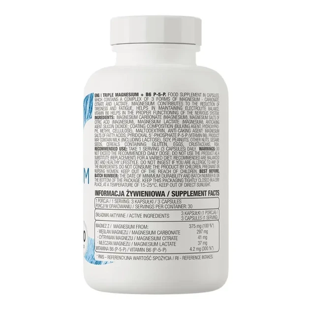 Магній OstroVit Triple Magnesium+B6 P-5-P 90 капс - Фото 2 Магній OstroVit Triple Magnesium+B6 P-5-P 90 капс - зображення 2