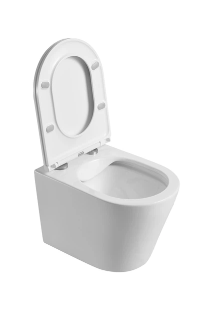 Унітаз підвісний RIMLESS горизонтальний з сидінням білий Mixxus Premium Bevel MP6470 (00150269) - изображение 3