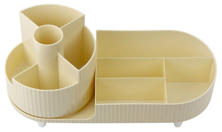 Organizer LEAN Toys Wielofunkcyjny — Obrotowy Pojemnik na Kosmetyki i Biurko Beżowy (5905991041108) - obraz 2