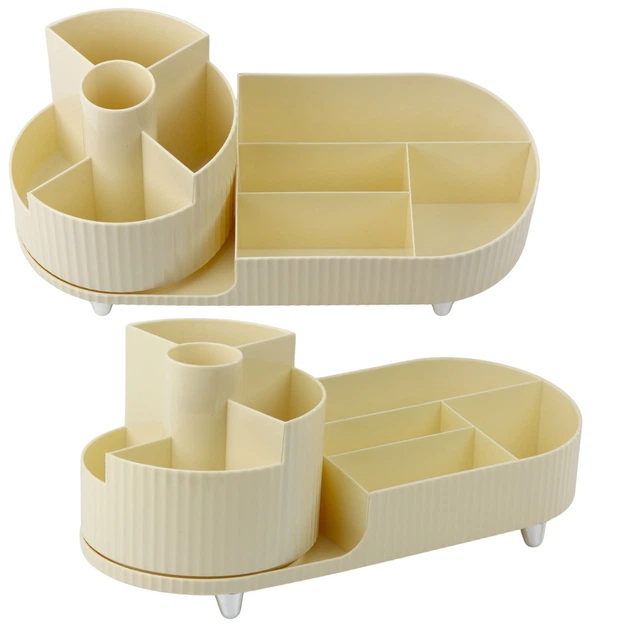 Organizer LEAN Toys Wielofunkcyjny — Obrotowy Pojemnik na Kosmetyki i Biurko Beżowy (5905991041108) - obraz 3