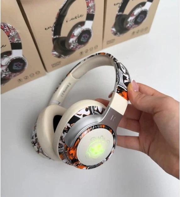 Беспроводные накладные наушники SY-T12 Bluetooth 5.4, Hi-Fi звук, RGB подсветка, с микрофоном, для телефона и ПК, Бежевые - Фото 2 Беспроводные накладные наушники SY-T12 Bluetooth 5.4, Hi-Fi звук, RGB подсветка, с микрофоном, для телефона и ПК, Бежевые - изображение 2