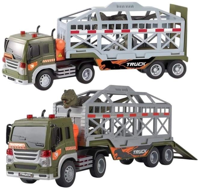 Ciężarówka Woopie transporter dinozaurów z efektami świetlnymi i dźwiękowymi 1:16 Zielona 57505 (5906280657505) - obraz 3