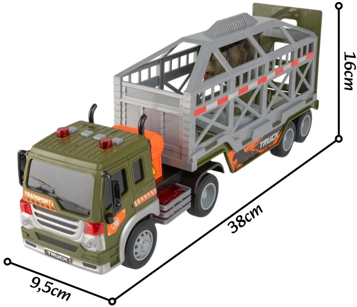 Ciężarówka Woopie transporter dinozaurów z efektami świetlnymi i dźwiękowymi 1:16 Zielona 57505 (5906280657505) - obraz 4