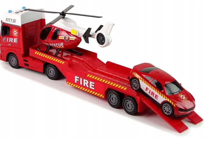 Zestaw pojazdów strażackich Woopie Laweta + Helikopter + Samochód z efektami świetlnymi i dźwiękowymi 1 :12 Czerwony 55341 (5906280655341) - obraz 5