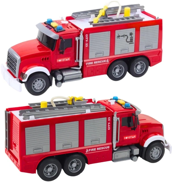 Wóz strażacki Woopie na wodę z efektami świetlnymi i dźwiękowymi 1:14 Czerwony 57239 (5906280657239) - obraz 2