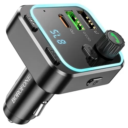 FM-модулятор Borofone BC53 PD20W+QC3.0 Black - зображення 3